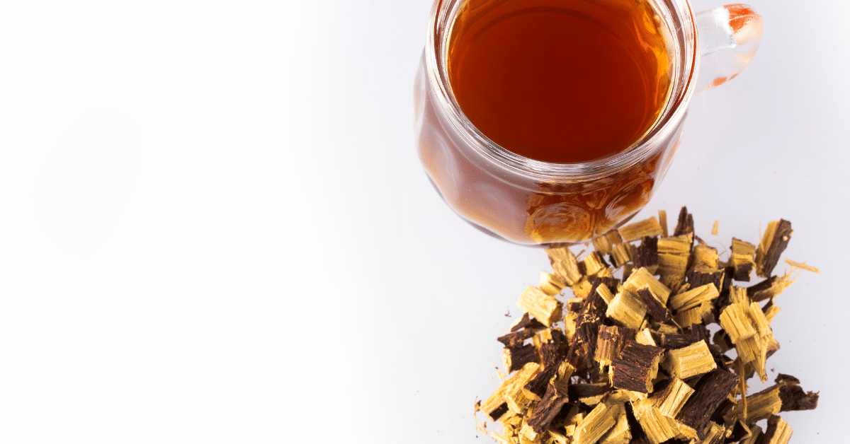 This is a picture of herbs and tea in a class. It links to a blog post about Ayurvedic herbal teas for hydrated skin